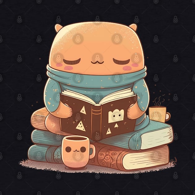 Magical Reading Companion - Adorable Kawaii Character Design for Book Lovers by laverdeden